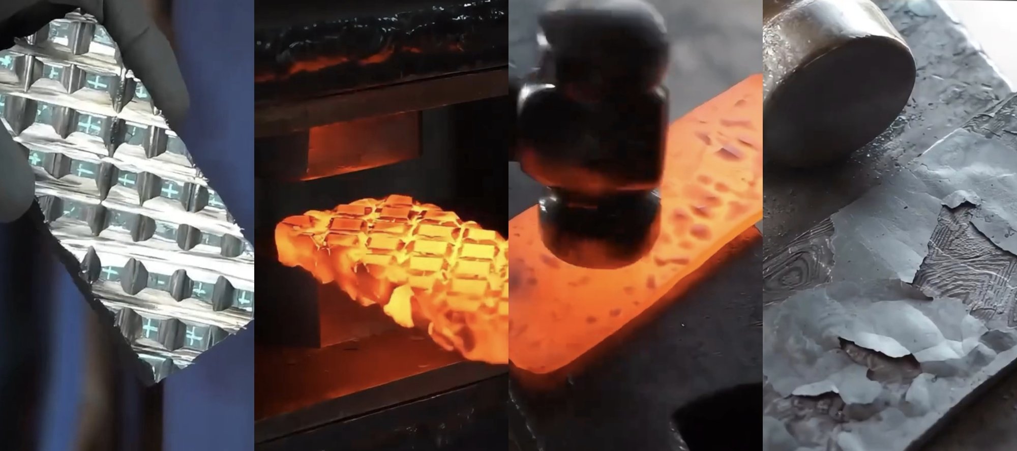 Forging Process to make Damascus Steel. Final View of Damascus Steel.