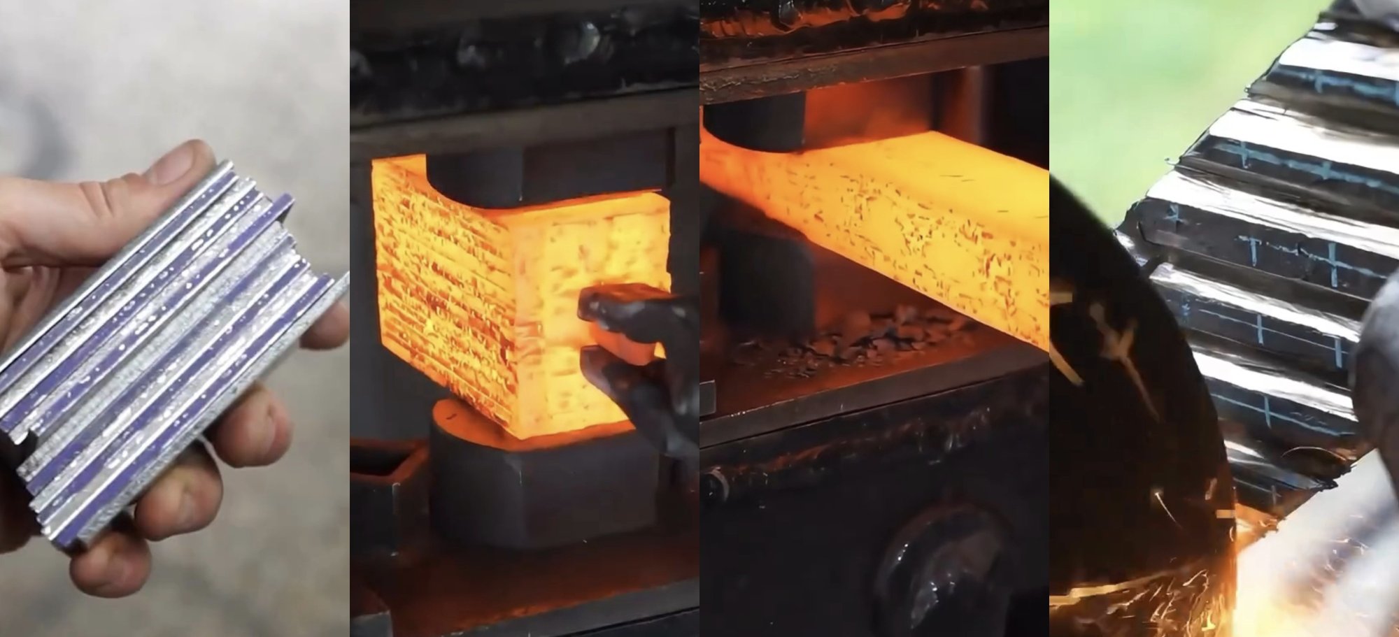 Forging Process to make Damascus Steel. Damascus Steel