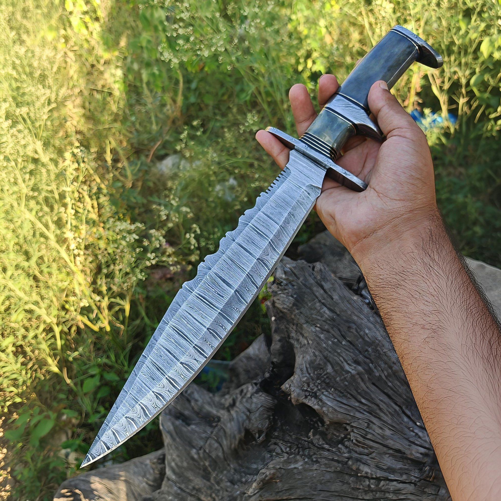 Hand Fogred Timberwolf Bowie Knife