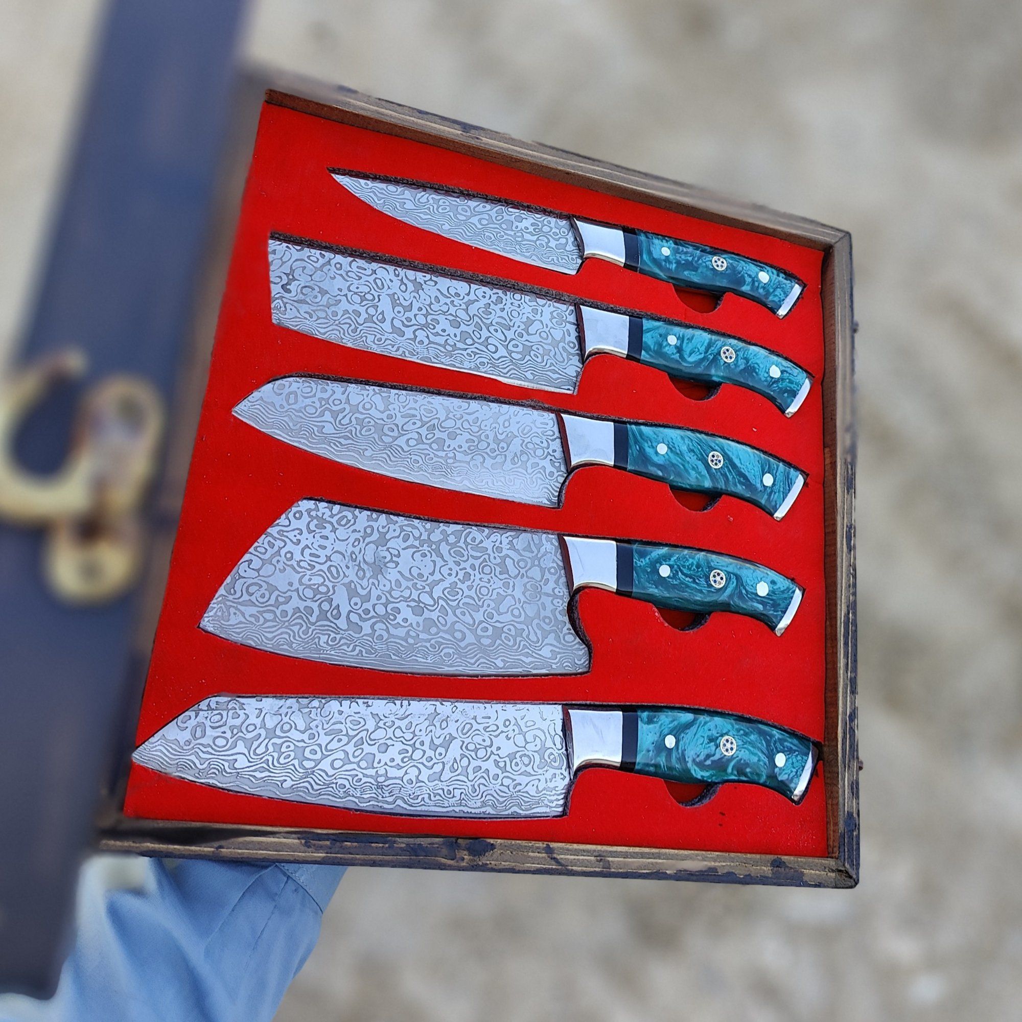 Handmade Emerald Tide 5 pieces Kitchen/Chef Set